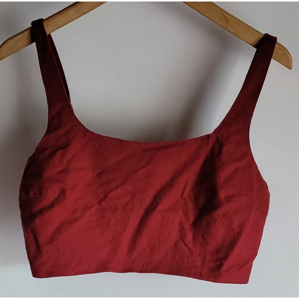 House of Harlow 1960 Women's Blouse Size L Red Linen Rayon Blend Top